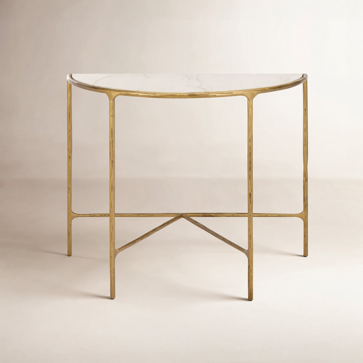Evelynn 36'' Console Table, Brass, White Marble