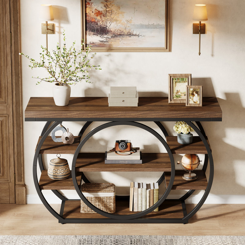 Console de 47 pouces à 5 niveaux avec rangement Industrail, Noyer