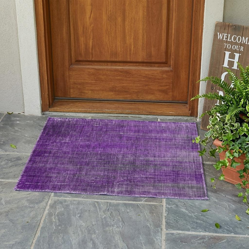 Tapis extérieur lavable antidérapant à rayures mauves 2 pi x 3 pi