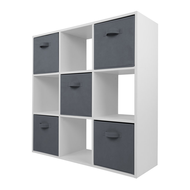 Jane 3x3 Bookcase with 5 Baskets, 91cm. H x 91cm. W x 30cm. D