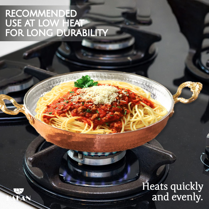 Hakan 6.3" Hammered Copper Non-Stick Skillet with Handles