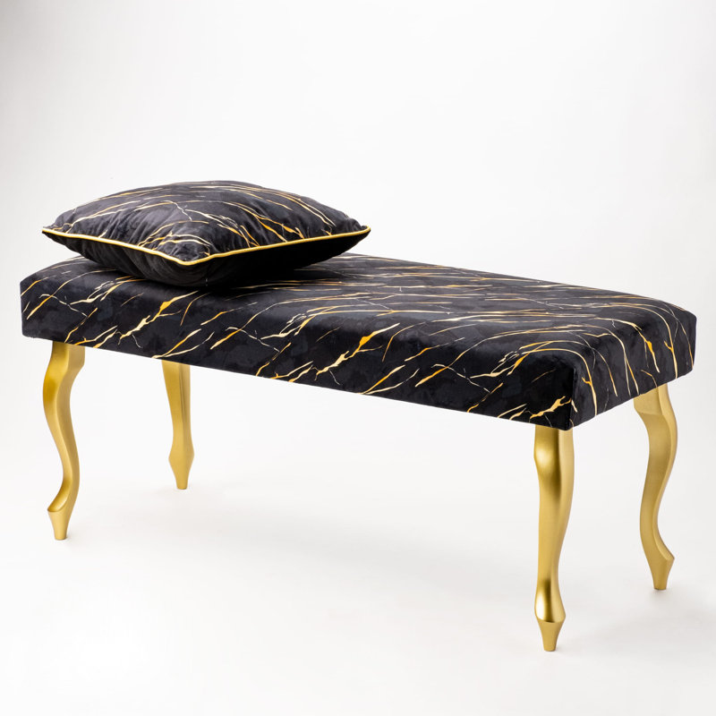 Velvet Upholstered Bench, 45cm H x 60cm W x 40cm D