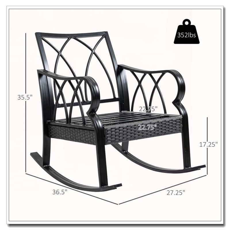 Chaise berçante en osier avec coussins rembourrés épais, Bleu