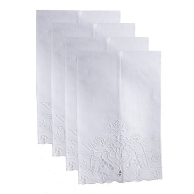 Handmade Cutwork Cotton Guest Towel – Intricate Floral Panel Decorative Hand Towel for Bathroom and Powder Room Styling