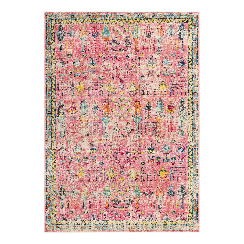 Ector Abstract Area Rug, Rectangle 5' x 8', Pink