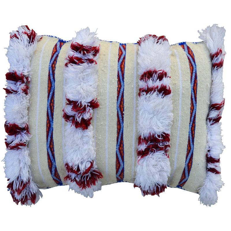 Coussin lombaire en laine rayé, Bas, 15 po x 20 po