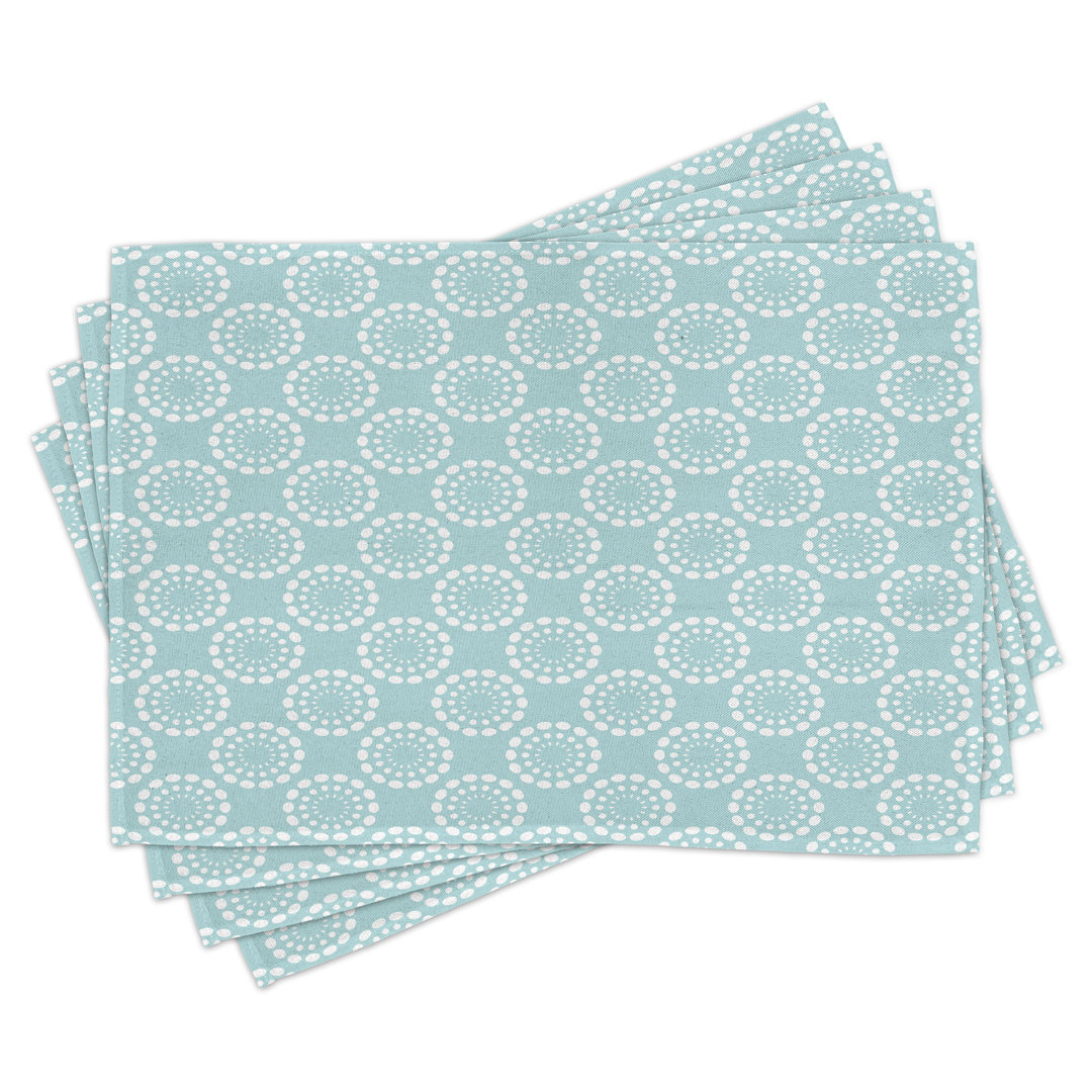 Platzdeckchen 4er-Set, Vintage Sun Flower, Seafoam und Weiß