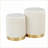 2-Piece Nesting Ottoman Set, Cream Velvet with Gold Metal Base | Contemporary | Gold | Metal-580348264