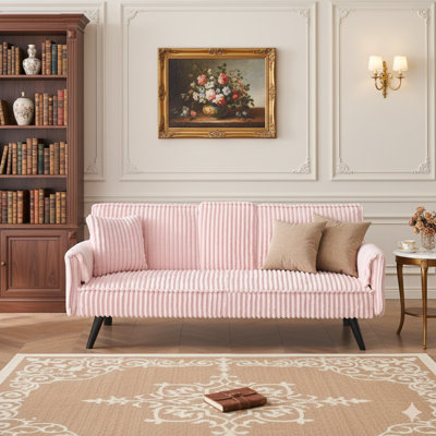 Minimalist Style, Straight-Line Corduroy Sofa Suitable For Sitting And Lying In The Living Room And Bedroom