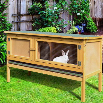Rabbit Cage By , Waterproof, Easy To Clean, Yellow Color, 44.19 In. Depth X 17.76 Width 24.84 Height, For Small Pet Houses Wooden With Build And Waterproof Roofing System -