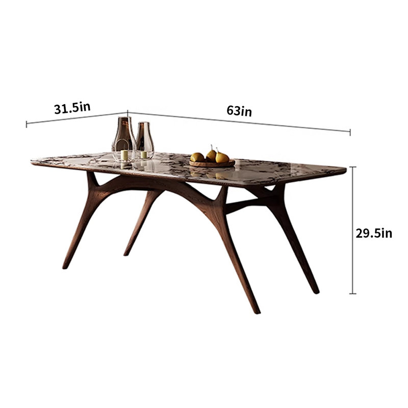 Elegant Rectangular Artificial Marble Dining Table, 29.52"H x 63"L x 31.5"W