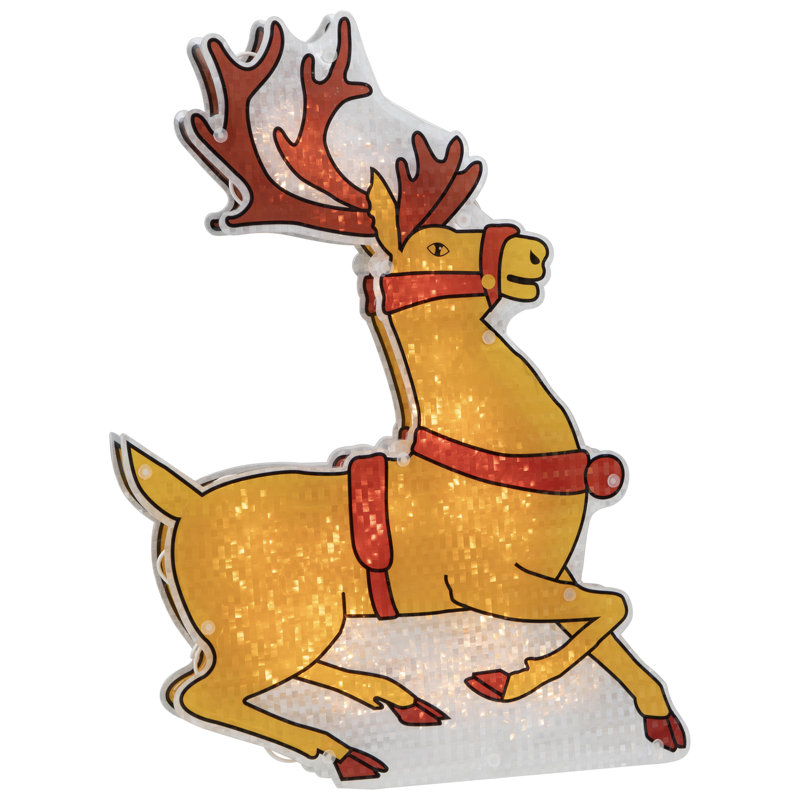 Décoration de fenêtre de Noël 18 po avec renne brun clair