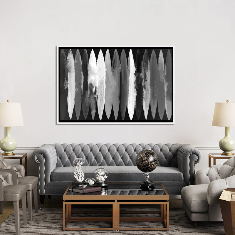 Even Flow - Inverted 6 Pcs., White Floater Framed, 40" H x 60" W