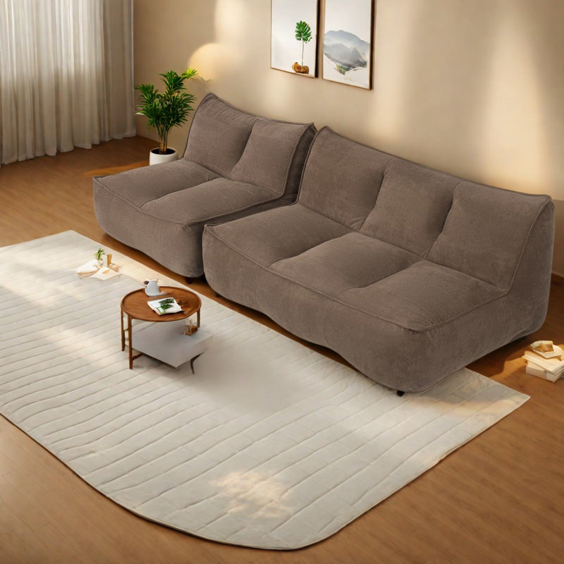 Canapés modulaires à compression, velours côtelé brun de 88,5 pouces, canapé de salon moderne