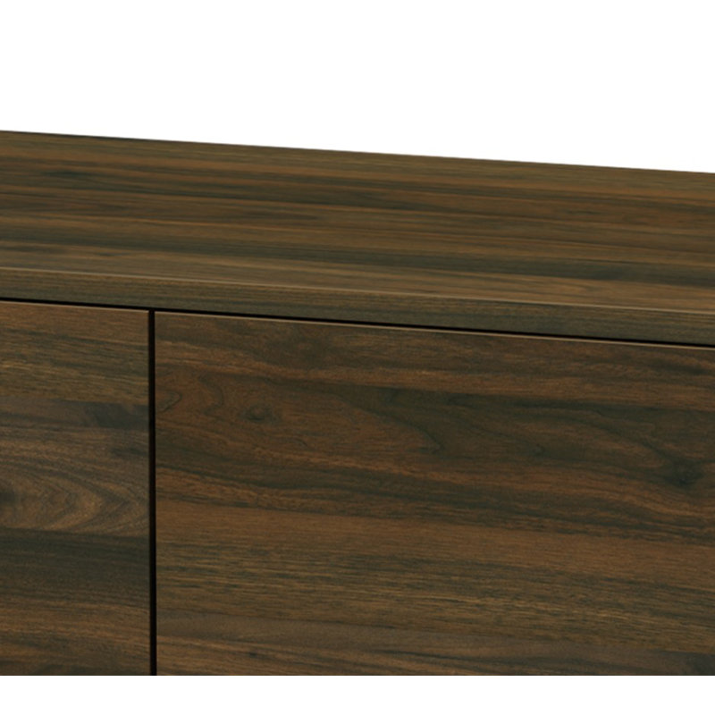 Meuble télé pour téléviseur de 47,3 po ou moins, avec 2 tablettes de rangement et 1 armoire, meuble télé moderne dans le salon en noyer