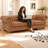 88.5 Inch Classic Chesterfield 3 Seater Sofa, Faux Leather Tufted Couch with Rolled Arm Nailhead Trim Low Back for Living Room-167124980