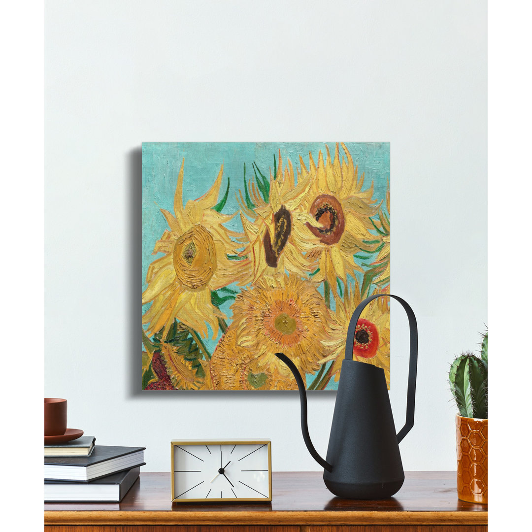 Van Gogh Sunflowers Classic Art Canvas Print, Vibrant Floral Wall Decor for Home, Textured Impasto Painting Reproduction