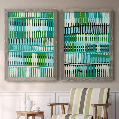 " Teal Pattern I " 2 - Pieces