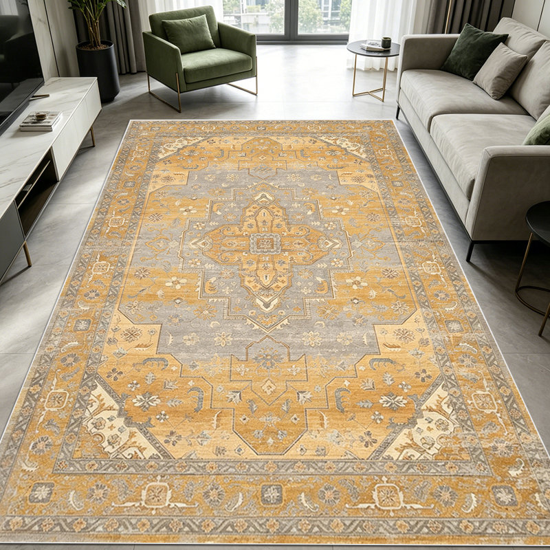 1PC Vintage Distressed Persian Medallion area rugs for Living Room, Soft and Comfortable, Suitable for all seasons, easy-to-maintain, machine washable Indoor floor mat, Under Table Farmhouse suitable for dining room, bedroom, entryway, home office,