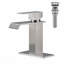 Robinet de lavabo pour salle de bain à poignée simple en nickel brossé avec bonde escamotable-135455095