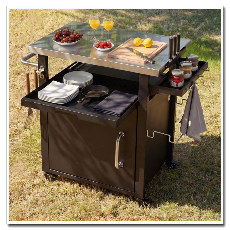 Chariot de barbecue 39,5 po avec tablette coulissante et housse imperméable 39,5 po