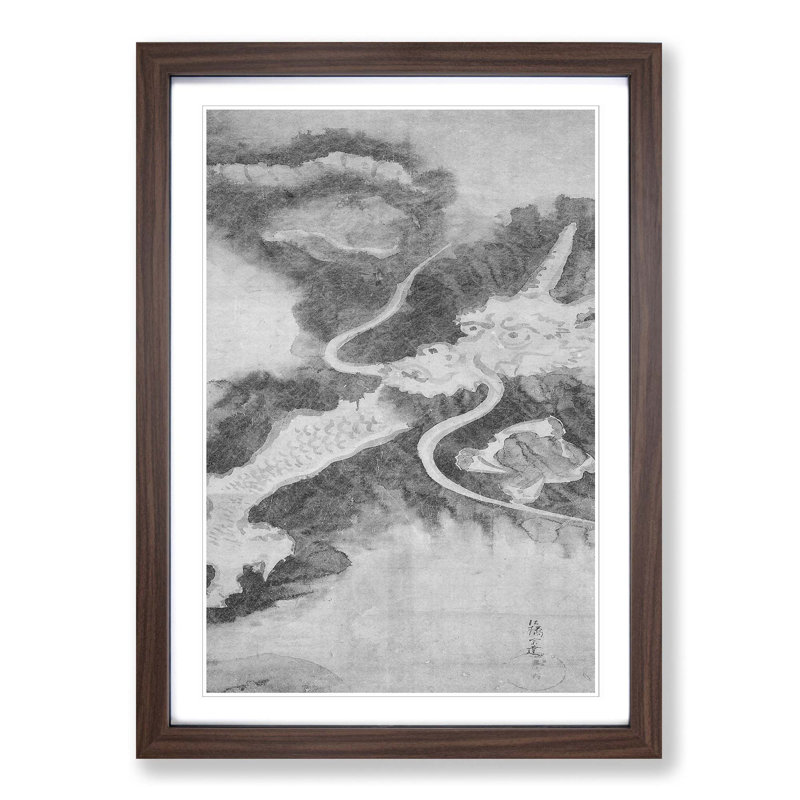 Dragon by Tawaraya Sotatsu - Picture Frame Painting Print, 48cm H x 36cm W x 2cm D, Walnut Framed