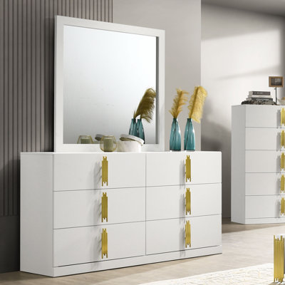 Commode 6 tiroirs avec miroir Bannasch