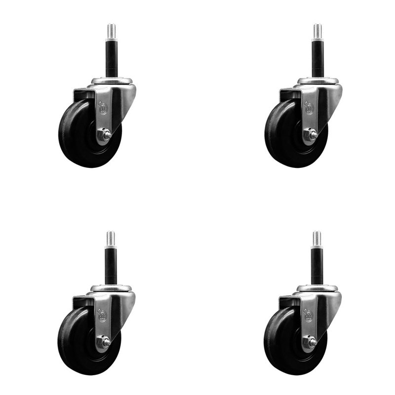 Phenolic Wheel Swivel Expanding Stem Caster Set SCC NB 3-1/2" x 3/4"
