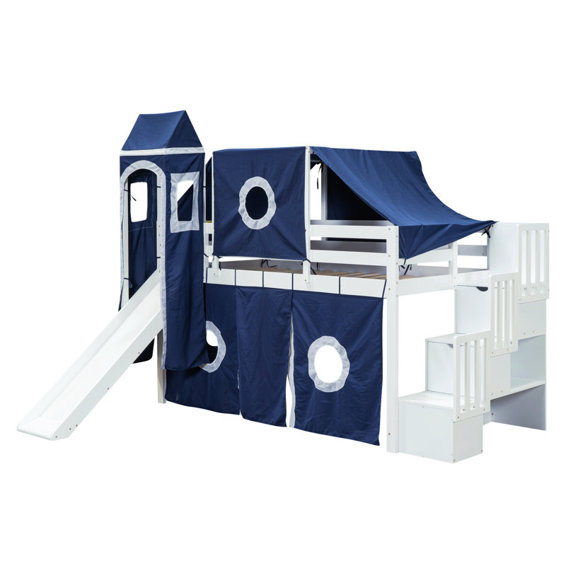 Lit plateforme avec rangement Homou, Lit simple, Bleu