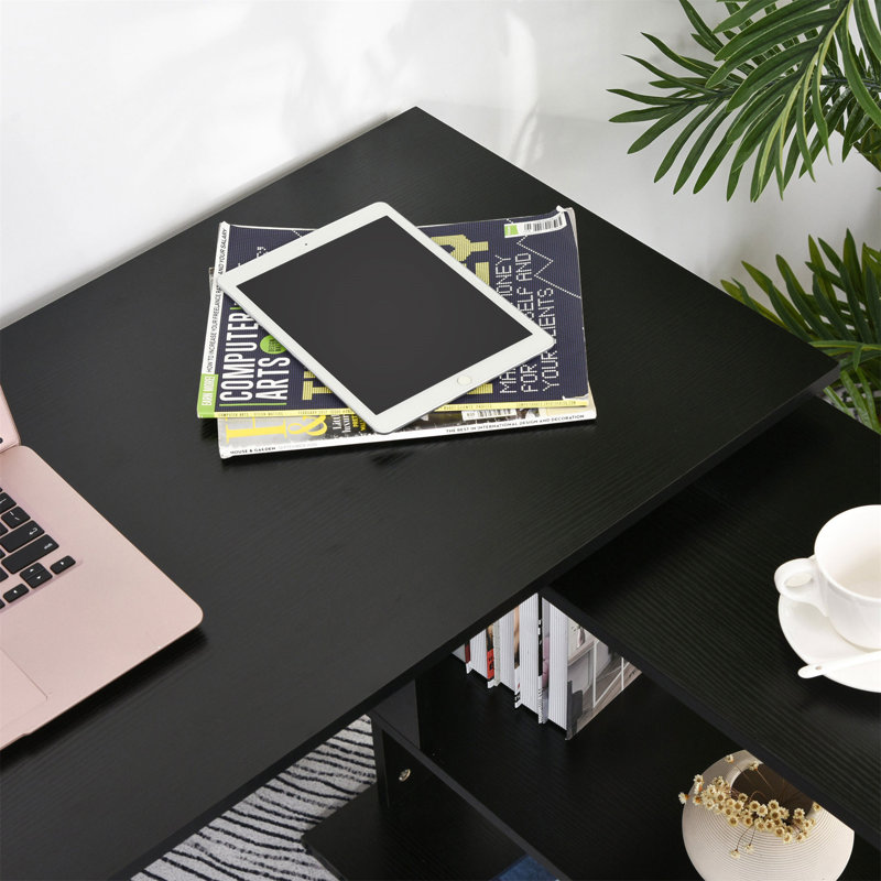 Abhaysingh L-Shaped Writing Desk, Black