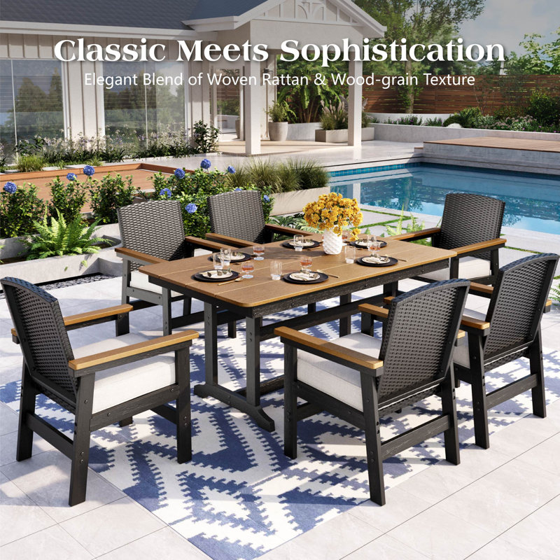 Rectangular 7 - Piece 6 - Person 95.5Cm Outdoor Table Set