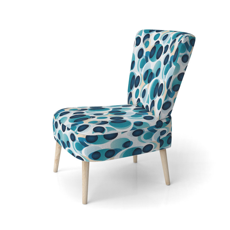 Minimalist Cobalt Blue Circles Geometry - Upholstered Modern Side Chair, Modern Geometric Accent Chair, Blue/White