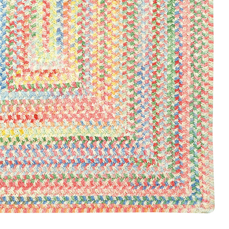 Aaru Striped Hand Braided Cotton Pink/Blue/Yellow Area Rug