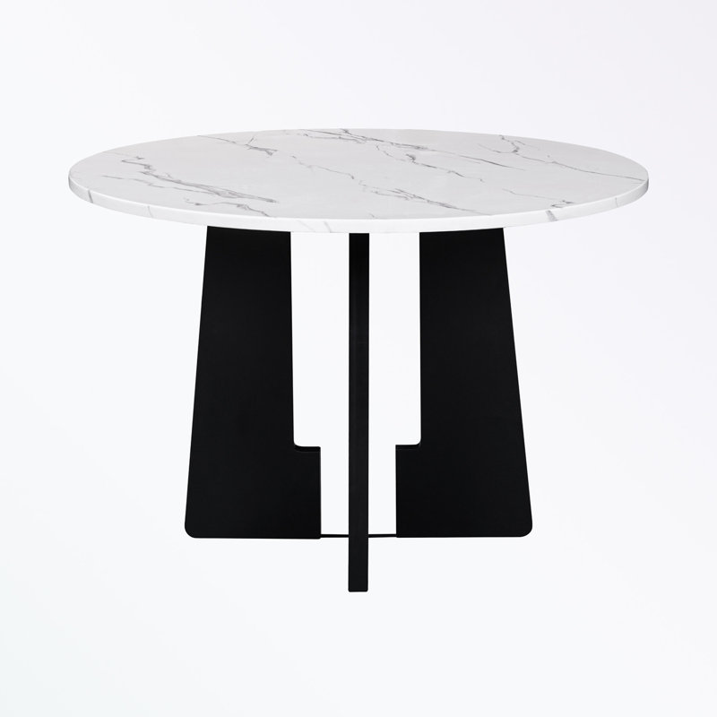 Round Dining Table with sturdy base, White