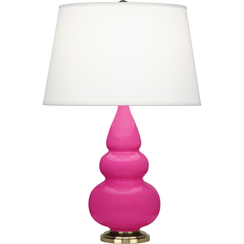 Small Triple Gourd Table Lamp, Razzle Rose, Gold