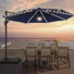 Parasol lumineux en porte-à-faux 11 'avec manivelle et contrepoids inclus