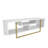 Modern TV Stand with Gold and White Finish, 47.2 x 13.9 x 15.8 inches | 100% Melamine Coated Particle Board, Thickness: 0.7 inches | Stylish, Durable Design for Living Room & Entertainment Spaces, Glam Decor-68748321