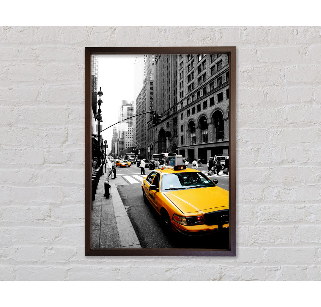 New York City Yellow Taxi Taxi auf B N W - Druck