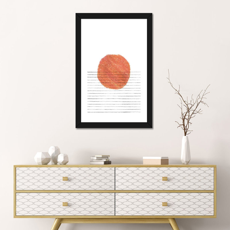 Terracotta Sunset - reproduction d'art, H 24 po x l 16 po x P 1 po, Blanc, Papier encadré noir