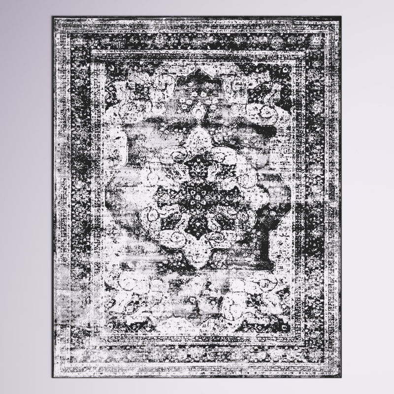 Brandt Oriental Area Rug, Rectangle 5'3" x 8', Black 
