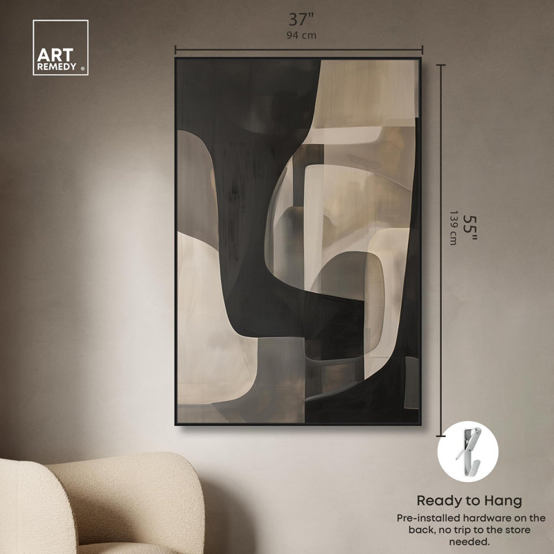 Portal Canvas Modern Neutral Wall Art by Art Remedy, 55" H x 37" W, Black Framed