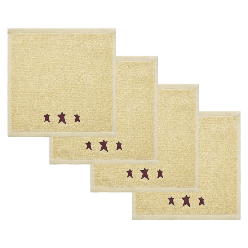 Ensemble de débarbouillettes 4 pièces Timeless Linens, Rouge / Crème