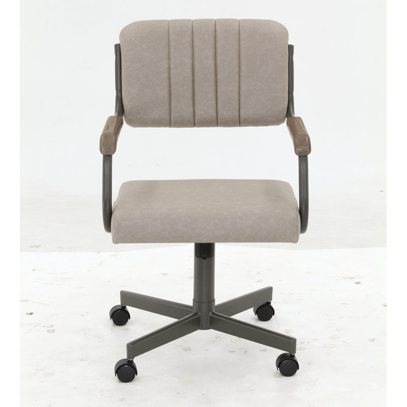 Chaise avec accoudoirs rembourrée Xhemil, Bois flotté, gris