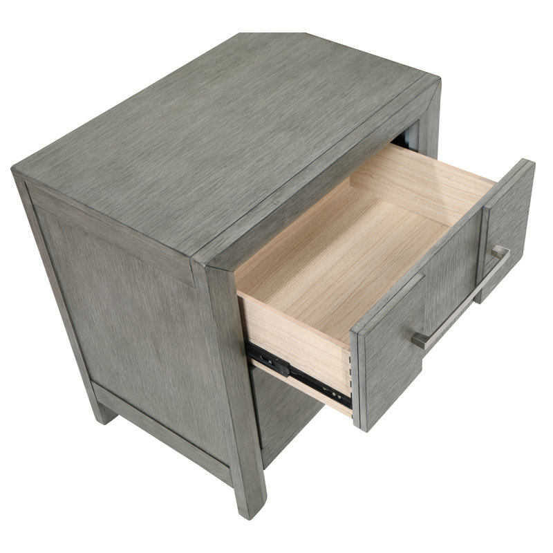 Ensemble de chambre à coucher Adryan, Lit double, Gris, 5 Pcs: Bed, 2 Dressers, Mirror, Nightstand