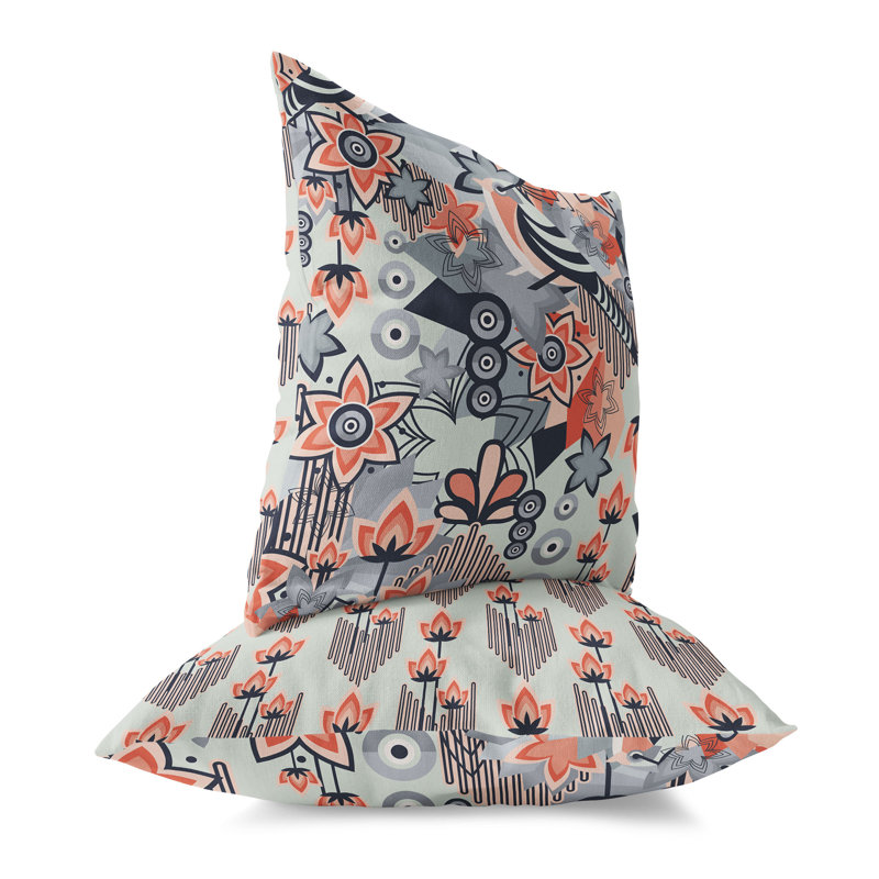 Growth Grid  Square Throw Pillow, 16"H x 16"W, Gray/Pink