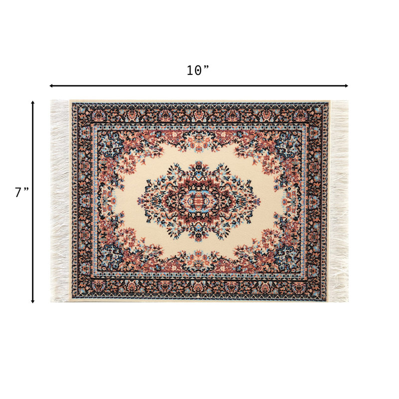 Beautiful Oriental Rug Style Mouse Pad, Rectangular Non-Slip Beige Micro Rug Computer Mouse Pad