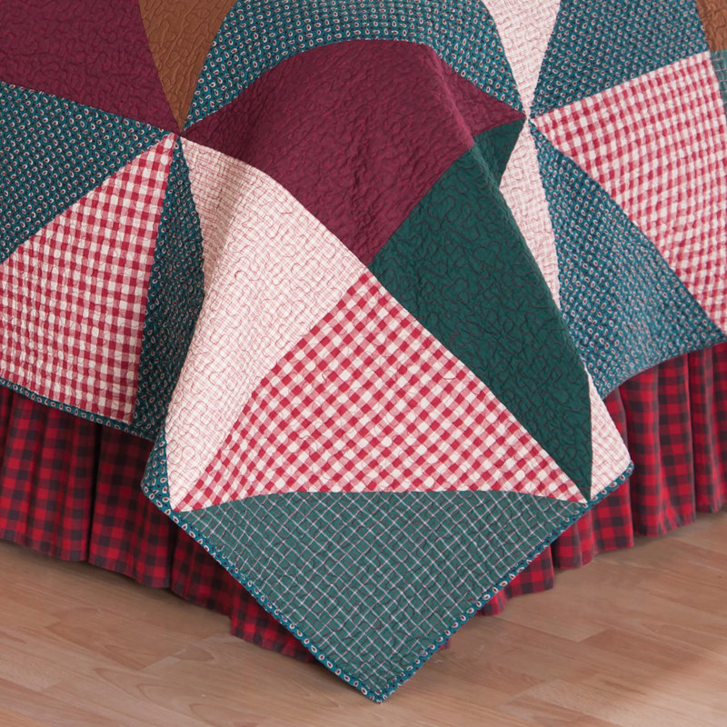 King Size Red and Green Cotton Reversible Quilt