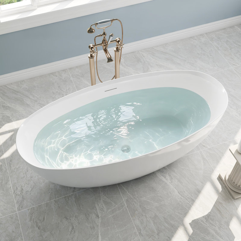 Baignoire de trempage autoportante en acrylique 65 po x 30 po