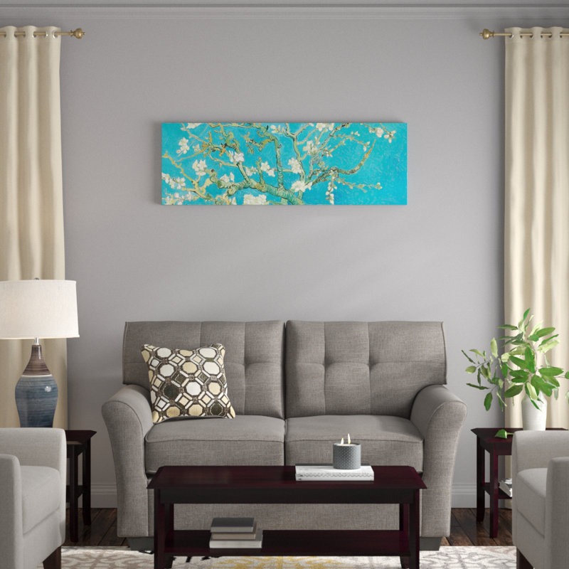 « amande fleur » par vincent van gogh, impression sur toile, H 16 po x l 48 po x P 1,5 po, Toile avec cadre noir