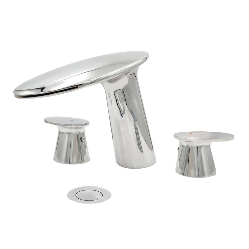 Widespread 2-handle Bathroom Faucet with Drain Assembly, Chrome